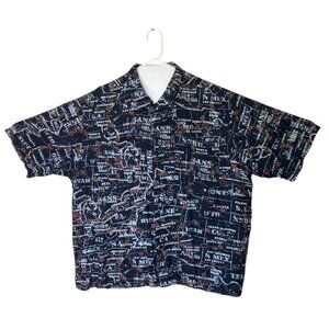 Harley Davidson Men's Button Up Camp Shirt Size 3XL AOP States Road Map Vintage